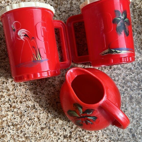 1960sBurrite Flamingo 🦩 Salt 🧂 & Palm Tree 🌴 Pepper 🫑 shakers Bonus CreamCup - Picture 5 of 16